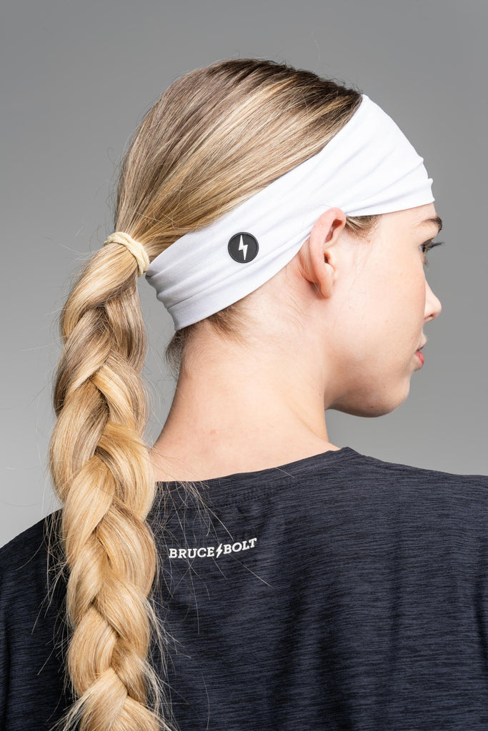 Knitted Performance Wide Headband - White- thumb 3