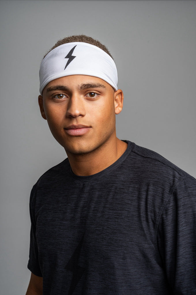 Knitted Performance Wide Headband - White- quickbuy