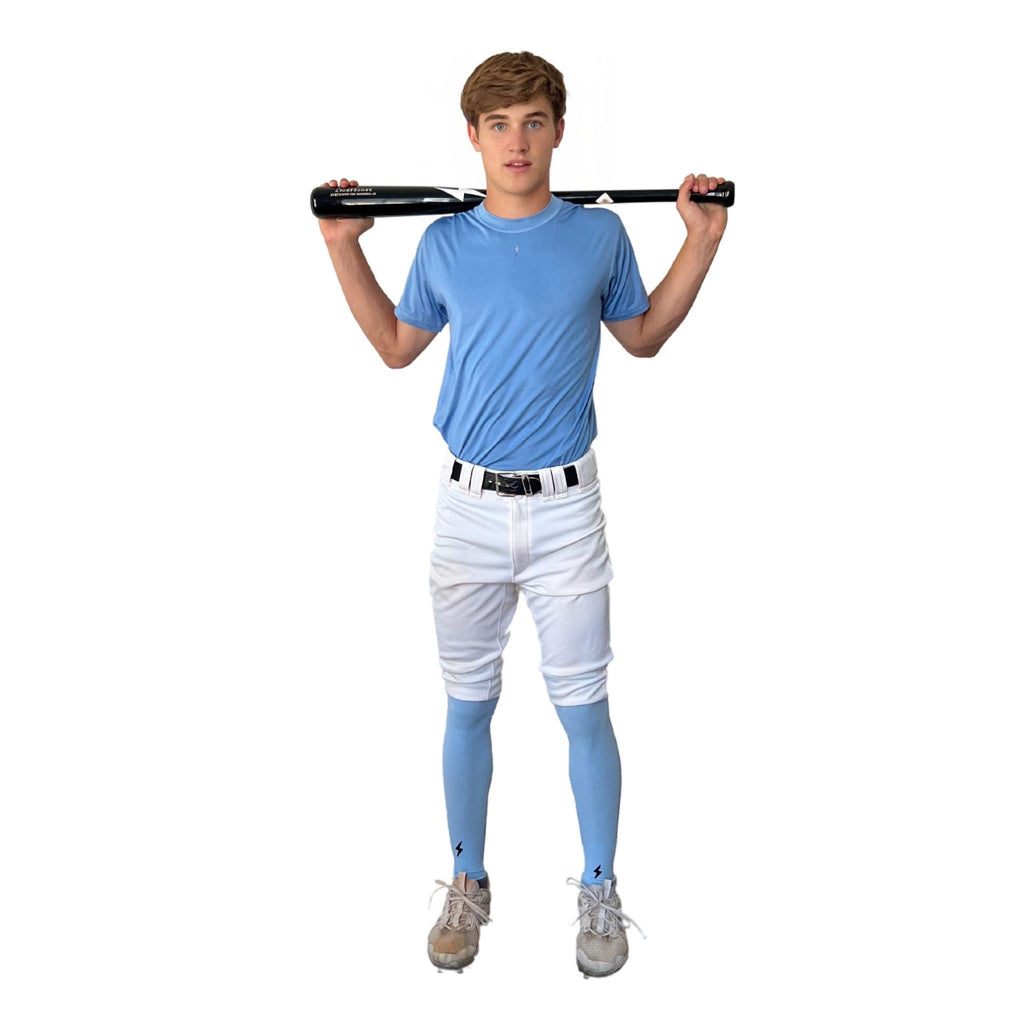 BRUCE BOLT Xtra Long Compression Leg Sleeves (pair) - BABY BLUE- thumb 3