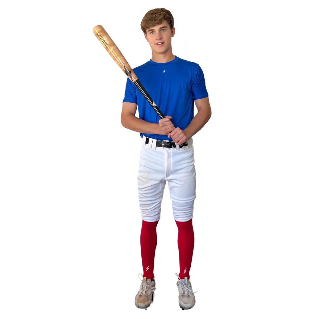 BRUCE BOLT Xtra Long Compression Leg Sleeves (pair) - RED- quickbuy