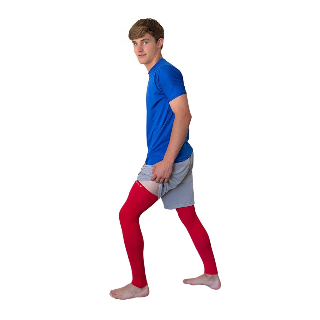 BRUCE BOLT Xtra Long Compression Leg Sleeves (pair) - RED- thumb 4