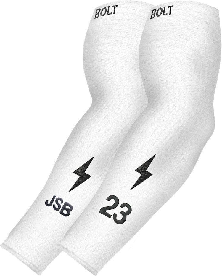 Personalized BRUCE BOLT Graduated Compression Premium Arm Sleeve - WHITE- quickbuy