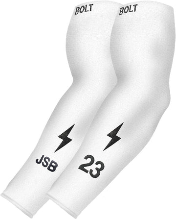 Personalized BRUCE BOLT Graduated Compression Premium Arm Sleeve - WHITE - 1