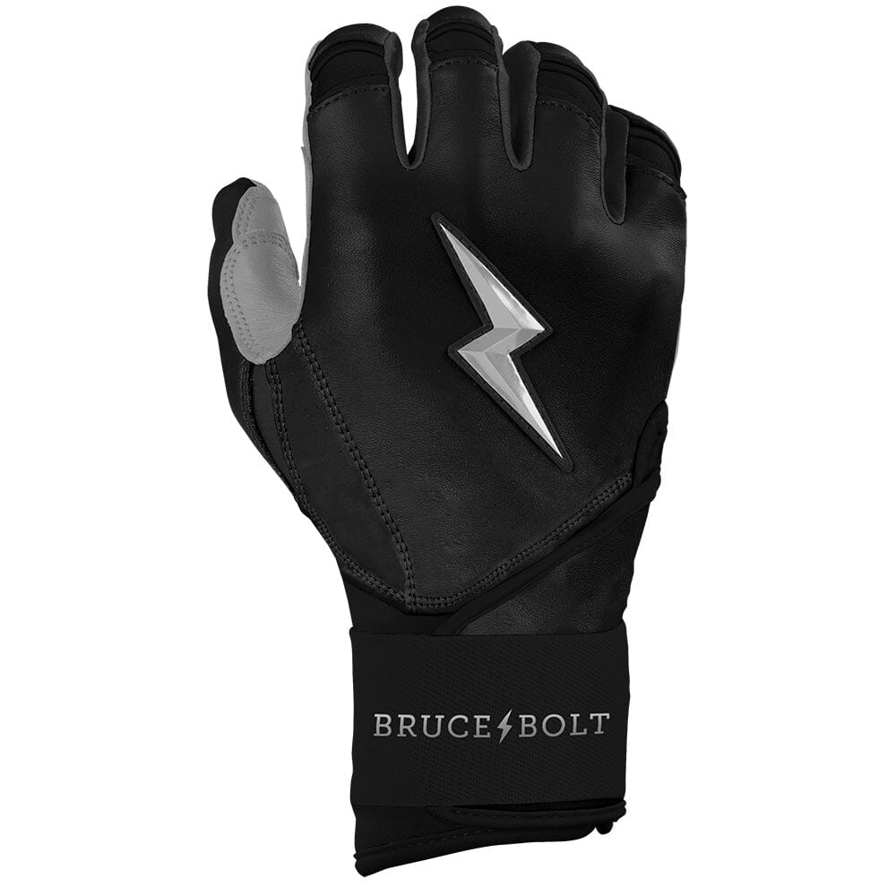 PREMIUM PRO CHROME Series Long Cuff Batting Gloves | BLACK- thumb 4