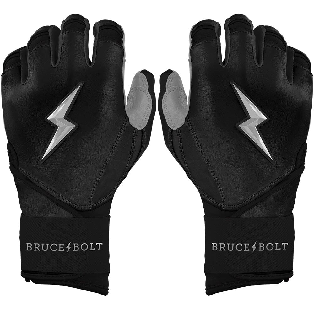 PREMIUM PRO CHROME Series Long Cuff Batting Gloves | BLACK- quickbuy