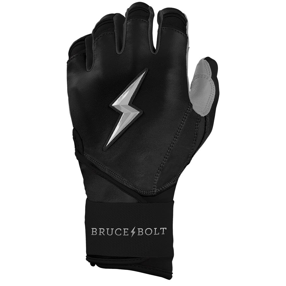 PREMIUM PRO CHROME Series Long Cuff Batting Gloves | BLACK- thumb 3