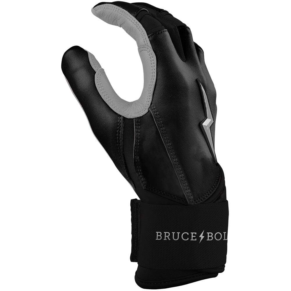 PREMIUM PRO CHROME Series Long Cuff Batting Gloves | BLACK- thumb 5