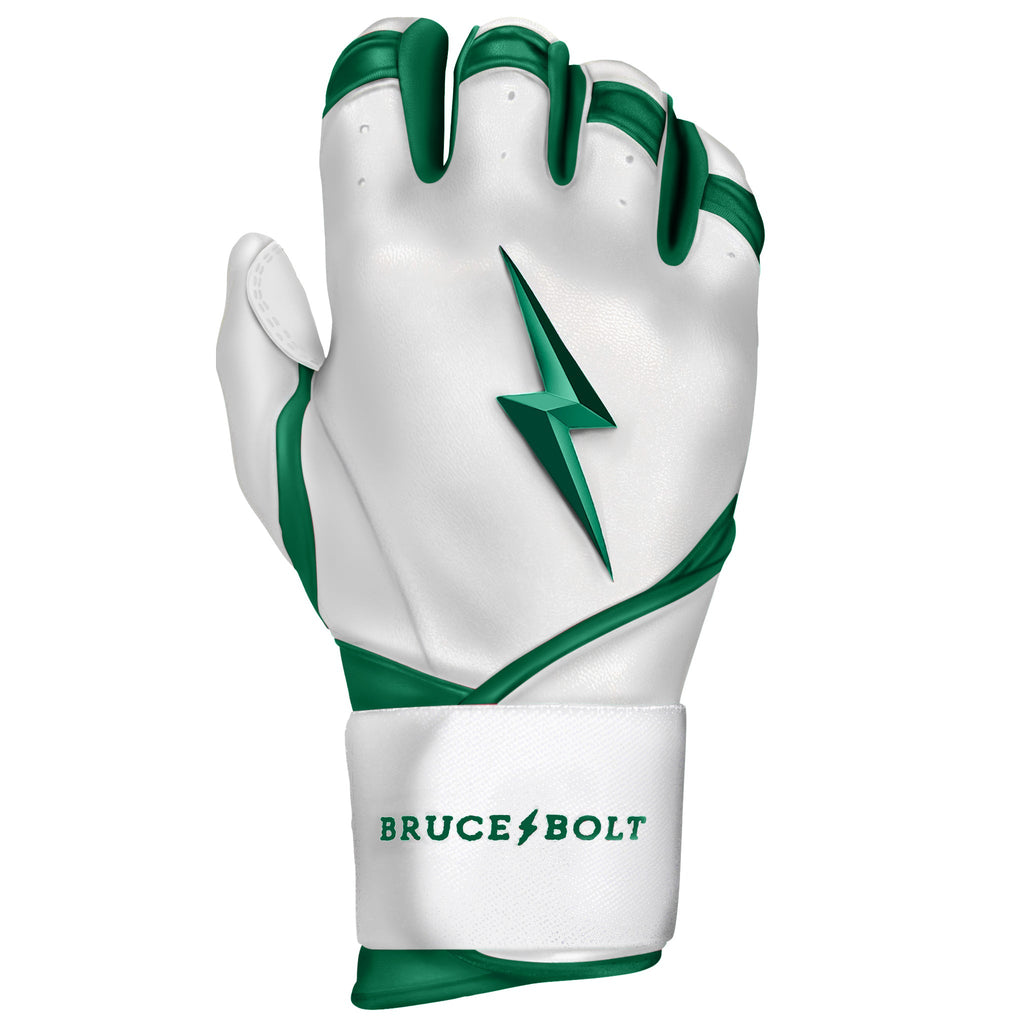 PREMIUM PRO CHROME Series Long Cuff Batting Gloves | GREEN- thumb 7