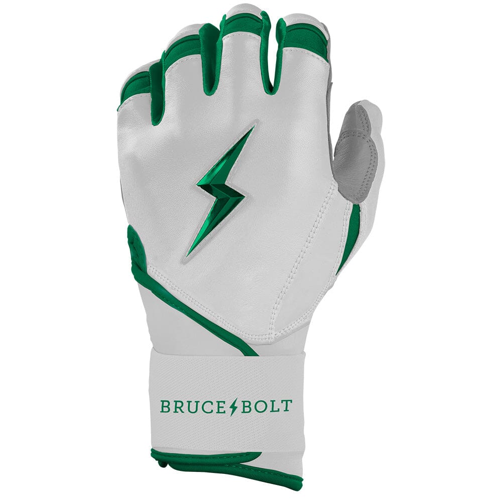 PREMIUM PRO CHROME Series Long Cuff Batting Gloves | GREEN- thumb 3
