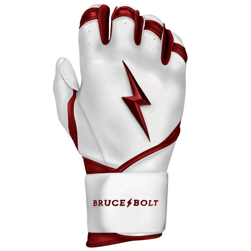 PREMIUM PRO CHROME Series Long Cuff Batting Gloves | MAROON- thumb 7