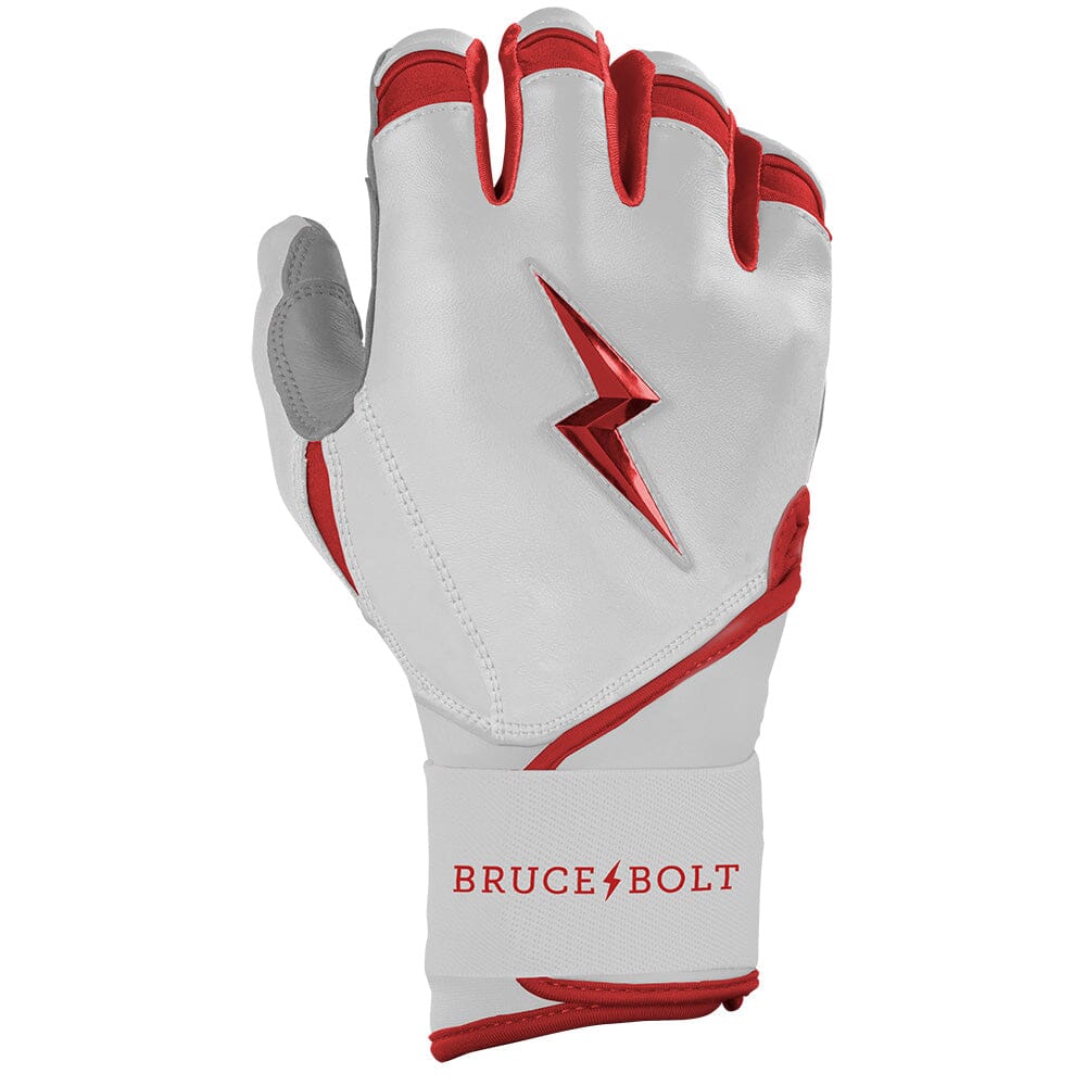 PREMIUM PRO CHROME Series Long Cuff Batting Gloves | RED- thumb 4