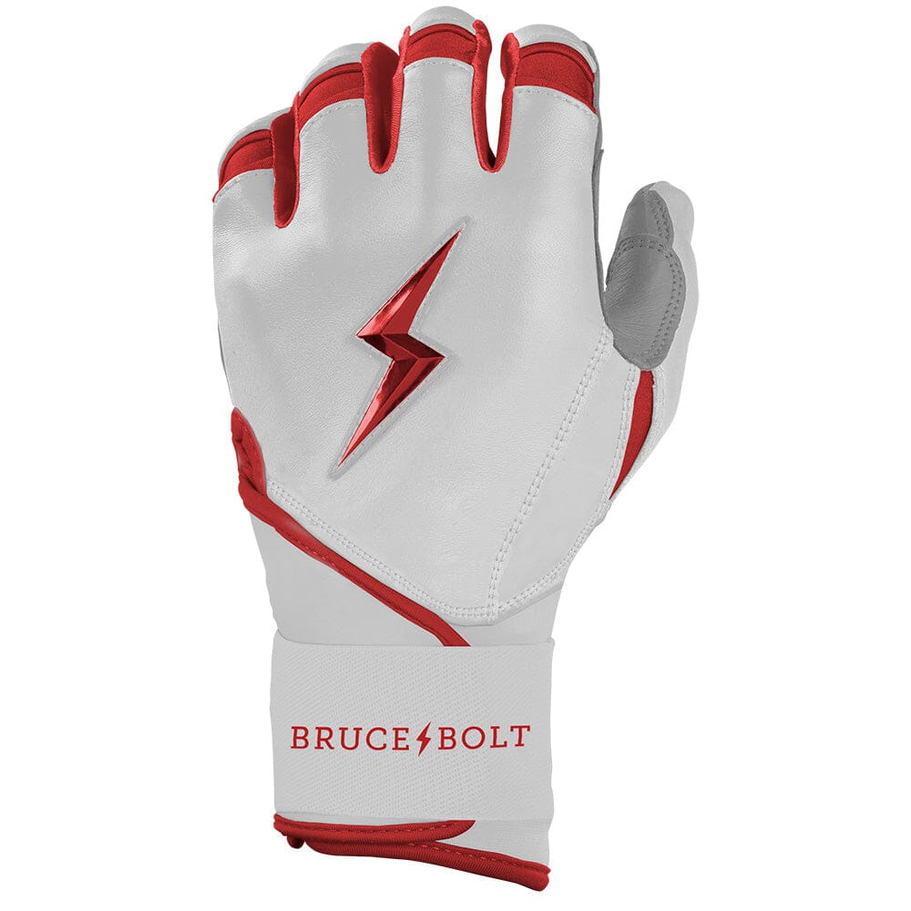 PREMIUM PRO CHROME Series Long Cuff Batting Gloves | RED- thumb 3