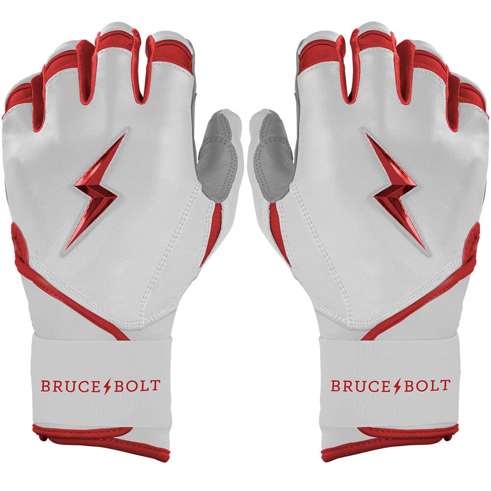 PREMIUM PRO CHROME Series Long Cuff Batting Gloves | RED- quickbuy