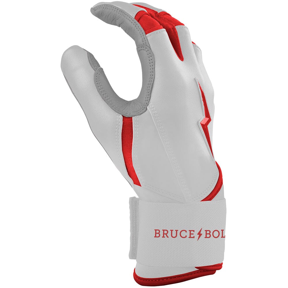 PREMIUM PRO CHROME Series Long Cuff Batting Gloves | RED- thumb 5