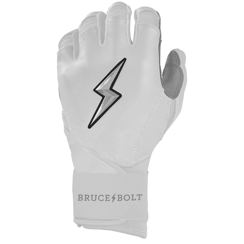 PREMIUM PRO CHROME Series Long Cuff Batting Gloves | WHITE- thumb 3