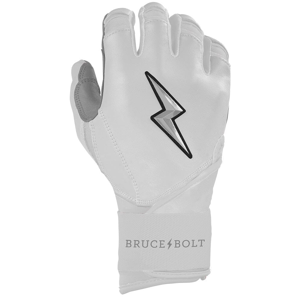 PREMIUM PRO CHROME Series Long Cuff Batting Gloves | WHITE- thumb 4