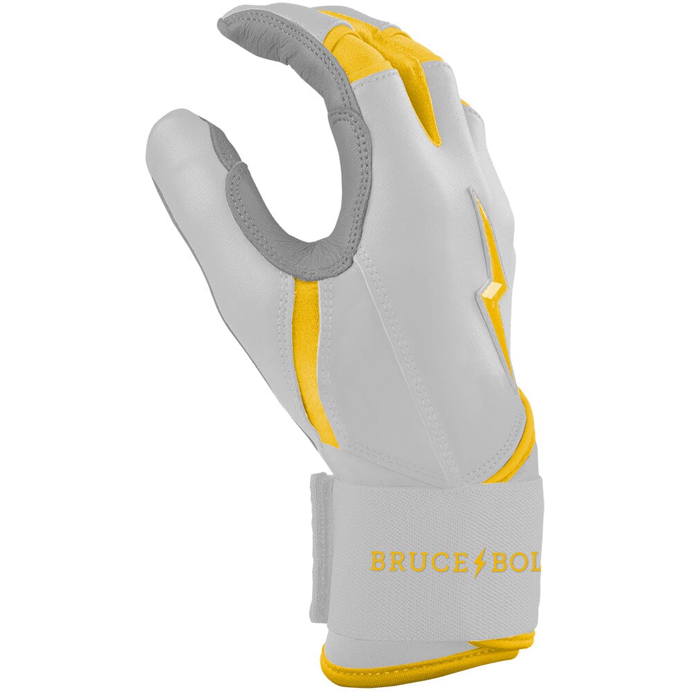 PREMIUM PRO CHROME Series Long Cuff Batting Gloves | YELLOW- thumb 5