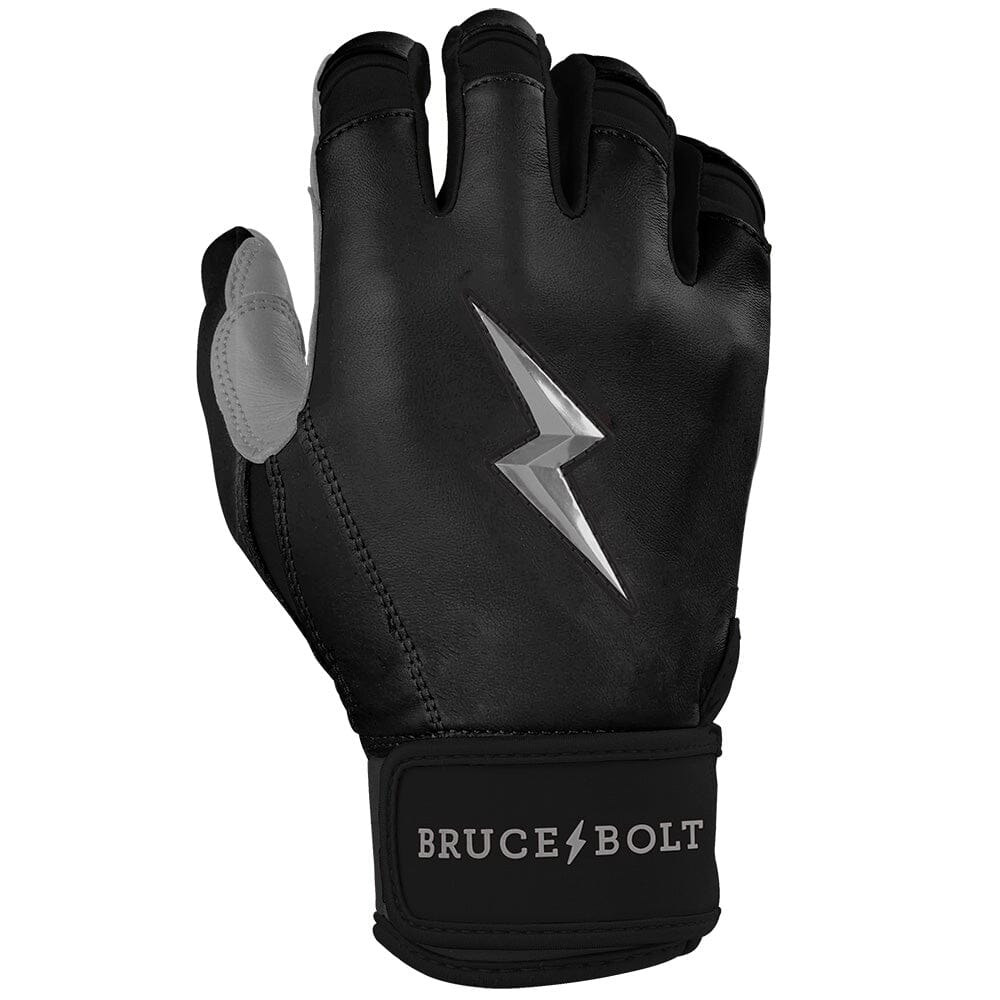 PREMIUM PRO CHROME Series Short Cuff Batting Gloves | BLACK- thumb 4