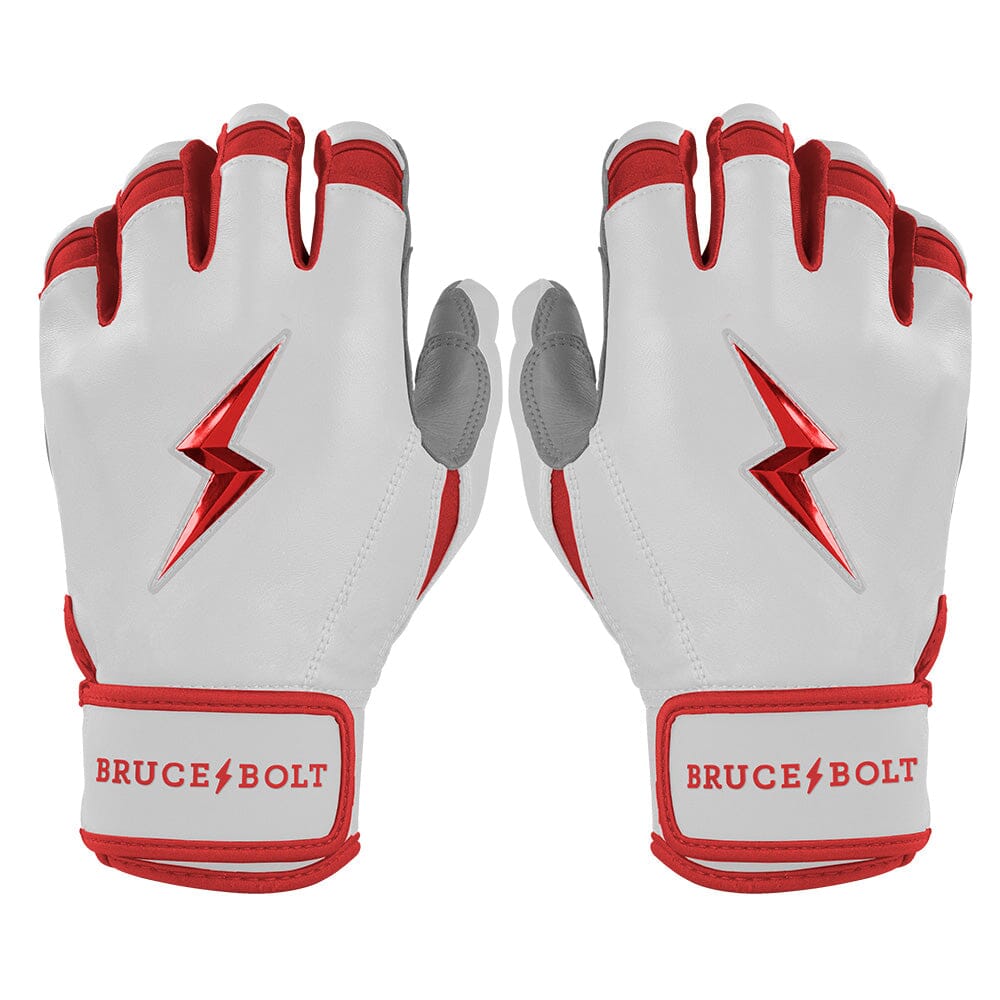 PREMIUM PRO CHROME Series Short Cuff Batting Gloves | Red- quickbuy
