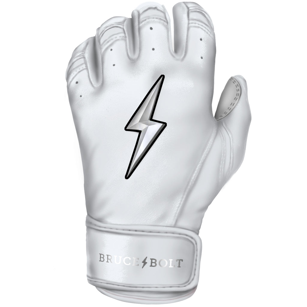 PREMIUM PRO CHROME Series Short Cuff Batting Gloves | WHITE- thumb 7