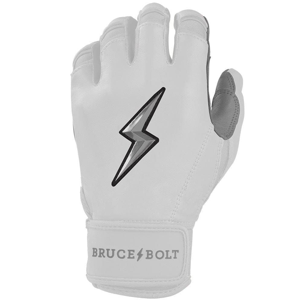 PREMIUM PRO CHROME Series Short Cuff Batting Gloves | WHITE- thumb 3