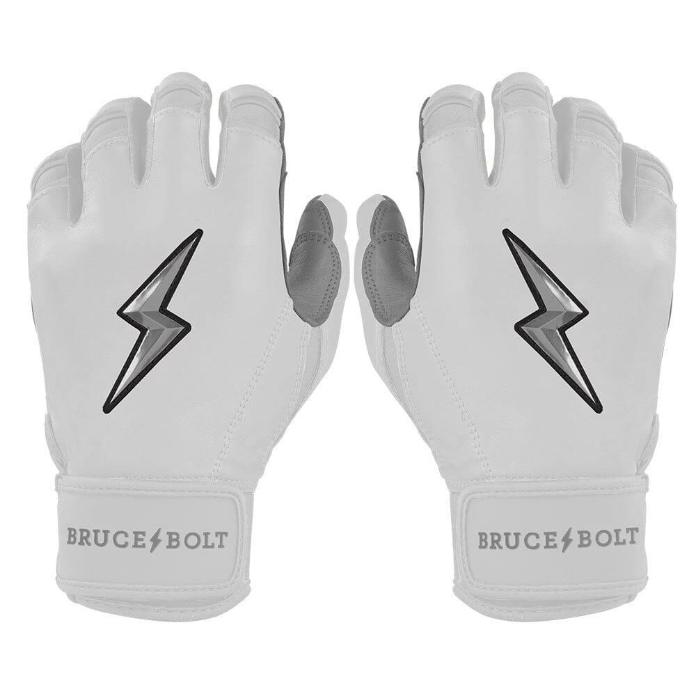 PREMIUM PRO CHROME Series Short Cuff Batting Gloves | WHITE- quickbuy