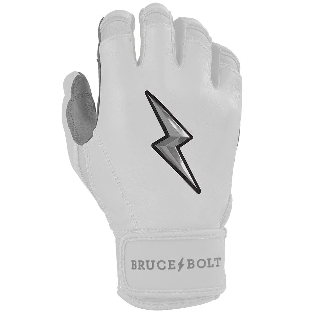 PREMIUM PRO CHROME Series Short Cuff Batting Gloves | WHITE- thumb 4