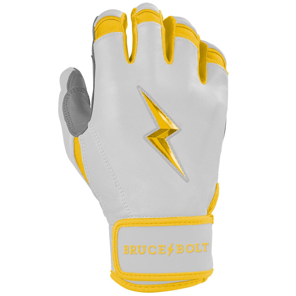 PREMIUM PRO CHROME Series Short Cuff Batting Gloves | YELLOW- thumb 4