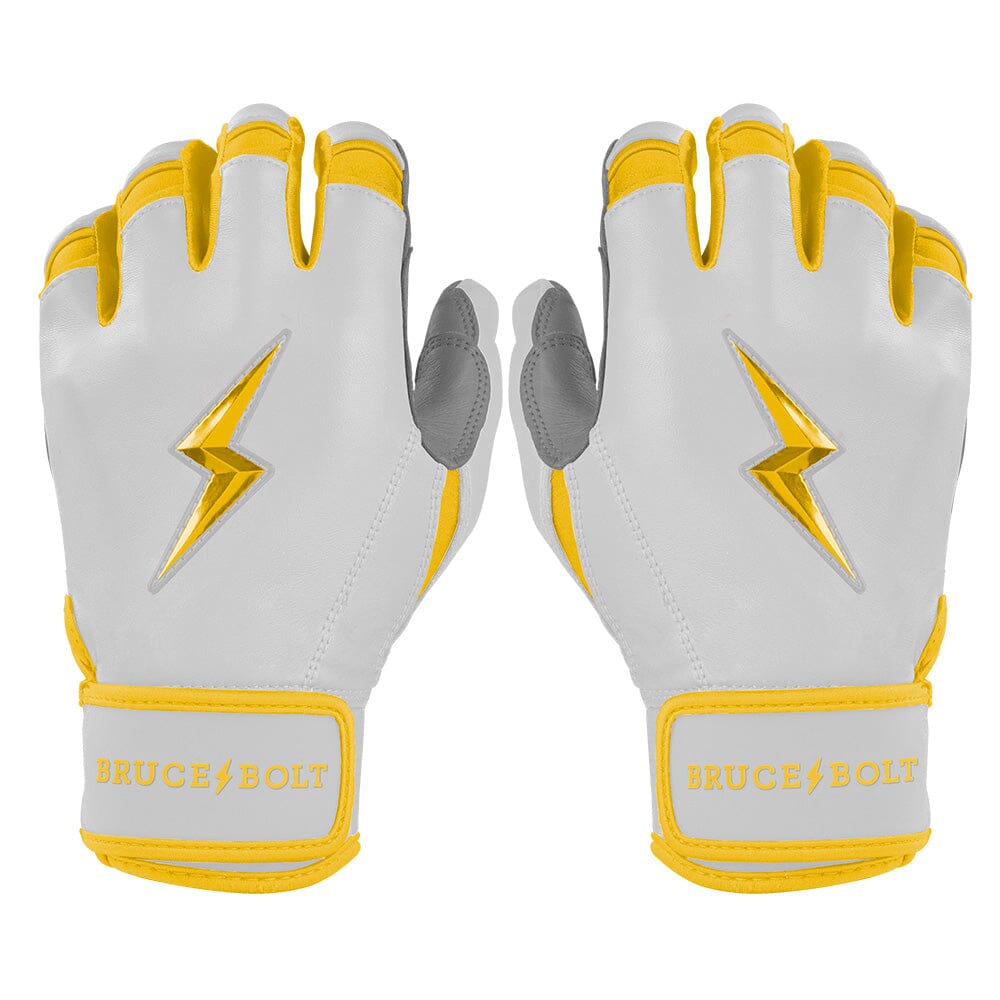PREMIUM PRO CHROME Series Short Cuff Batting Gloves | YELLOW- quickbuy