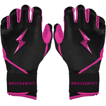 PREMIUM PRO Creator Series Long Cuff Batting Gloves | BLACK w/ HOT PINK - 1