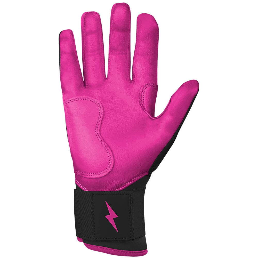 PREMIUM PRO Creator Series Long Cuff Batting Gloves | BLACK w/ HOT PINK- quickbuy