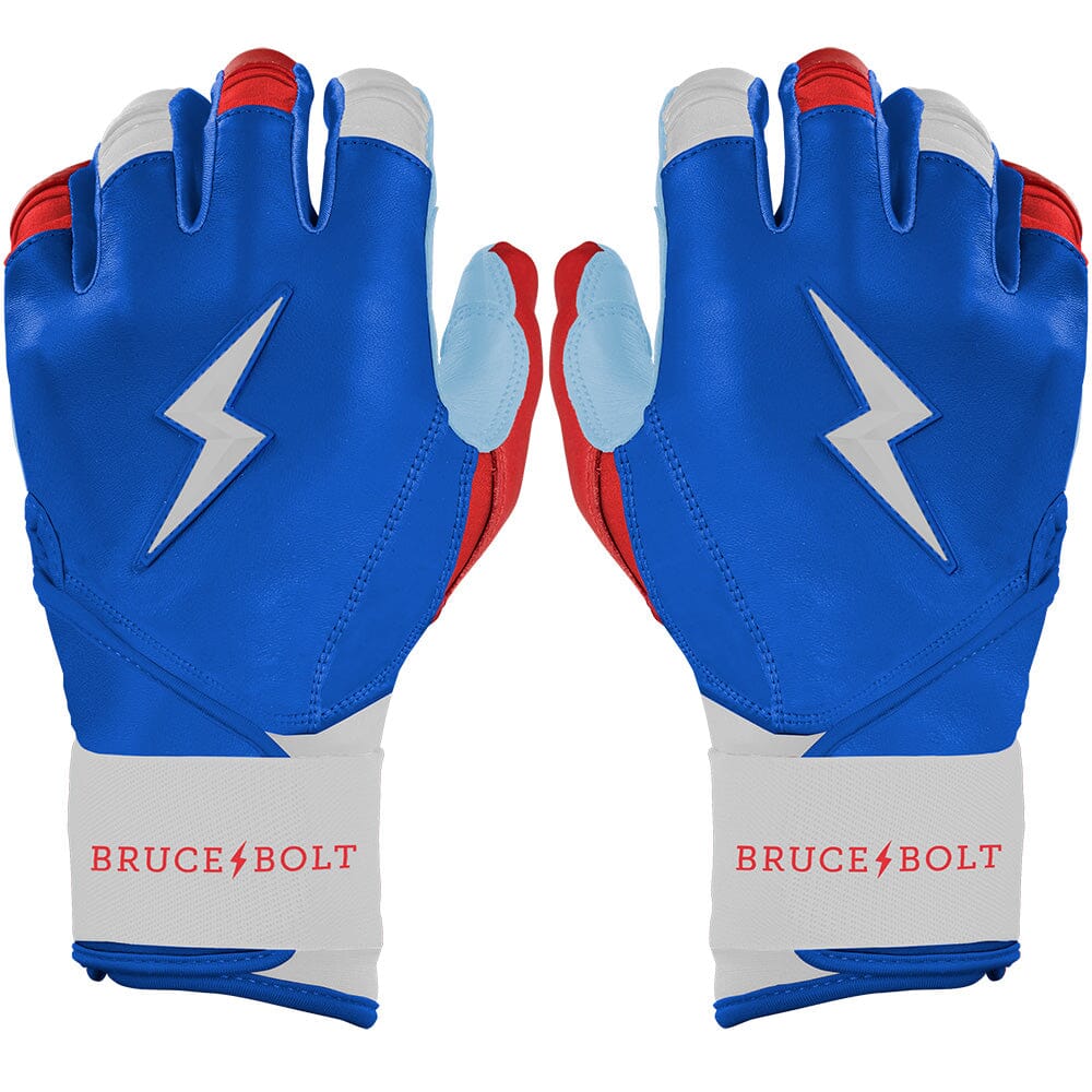 PREMIUM PRO Creator Series Long Cuff Batting Gloves | RED WHITE AND BLUE- quickbuy