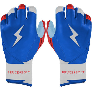 PREMIUM PRO Creator Series Long Cuff Batting Gloves | RED WHITE AND BLUE - 1