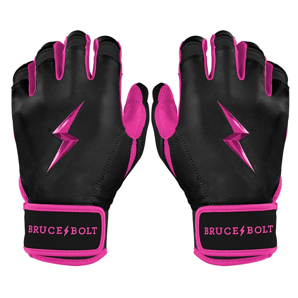 PREMIUM PRO Creator Series Short Cuff Batting Gloves | BLACK w/ HOT PINK- quickbuy