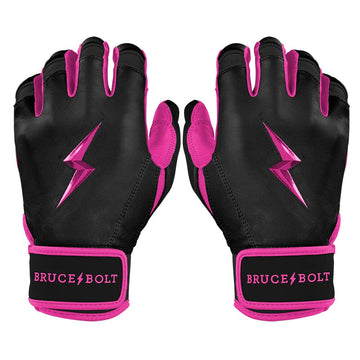 PREMIUM PRO Creator Series Short Cuff Batting Gloves | BLACK w/ HOT PINK - 1