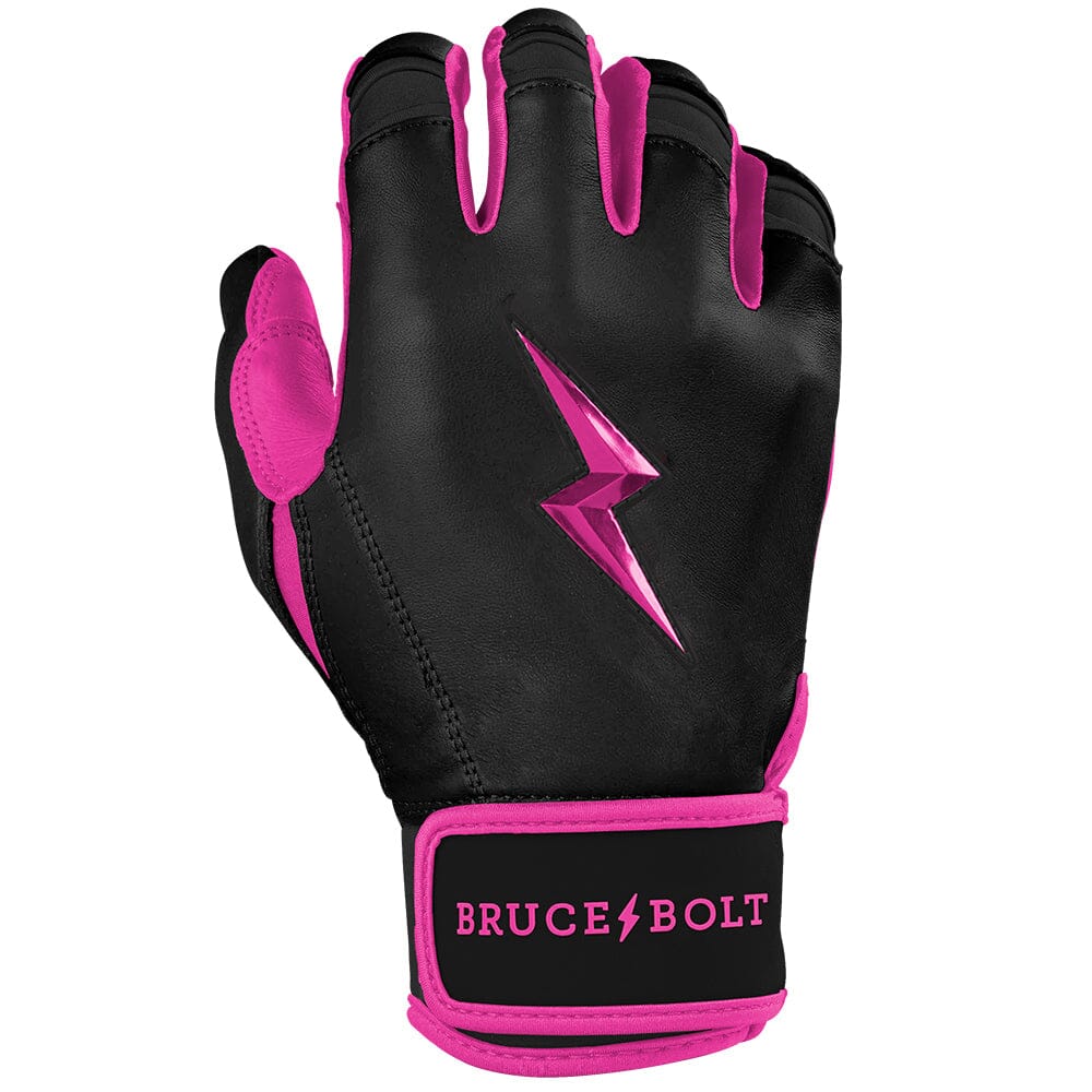 PREMIUM PRO Creator Series Short Cuff Batting Gloves | BLACK w/ HOT PINK- thumb 4