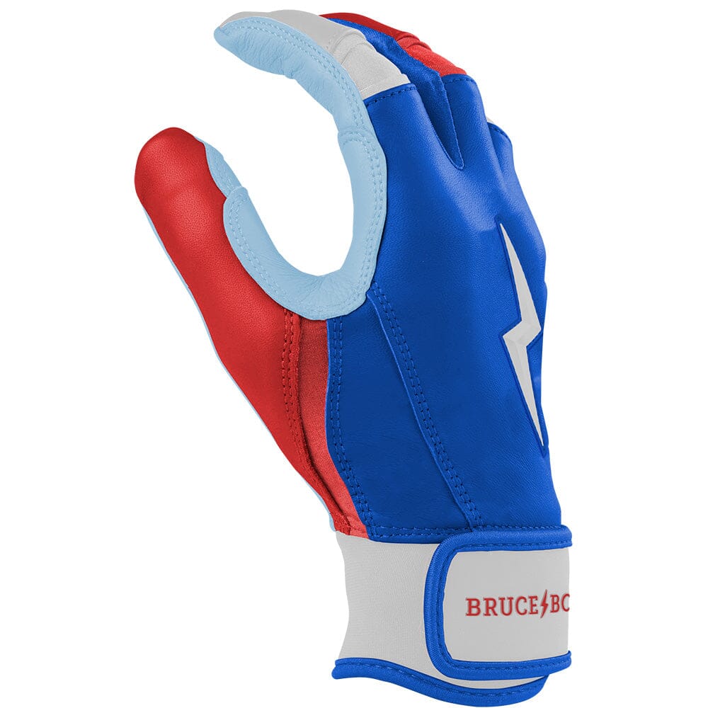 PREMIUM PRO Creator Series Short Cuff Batting Gloves | RED WHITE AND BLUE- thumb 5