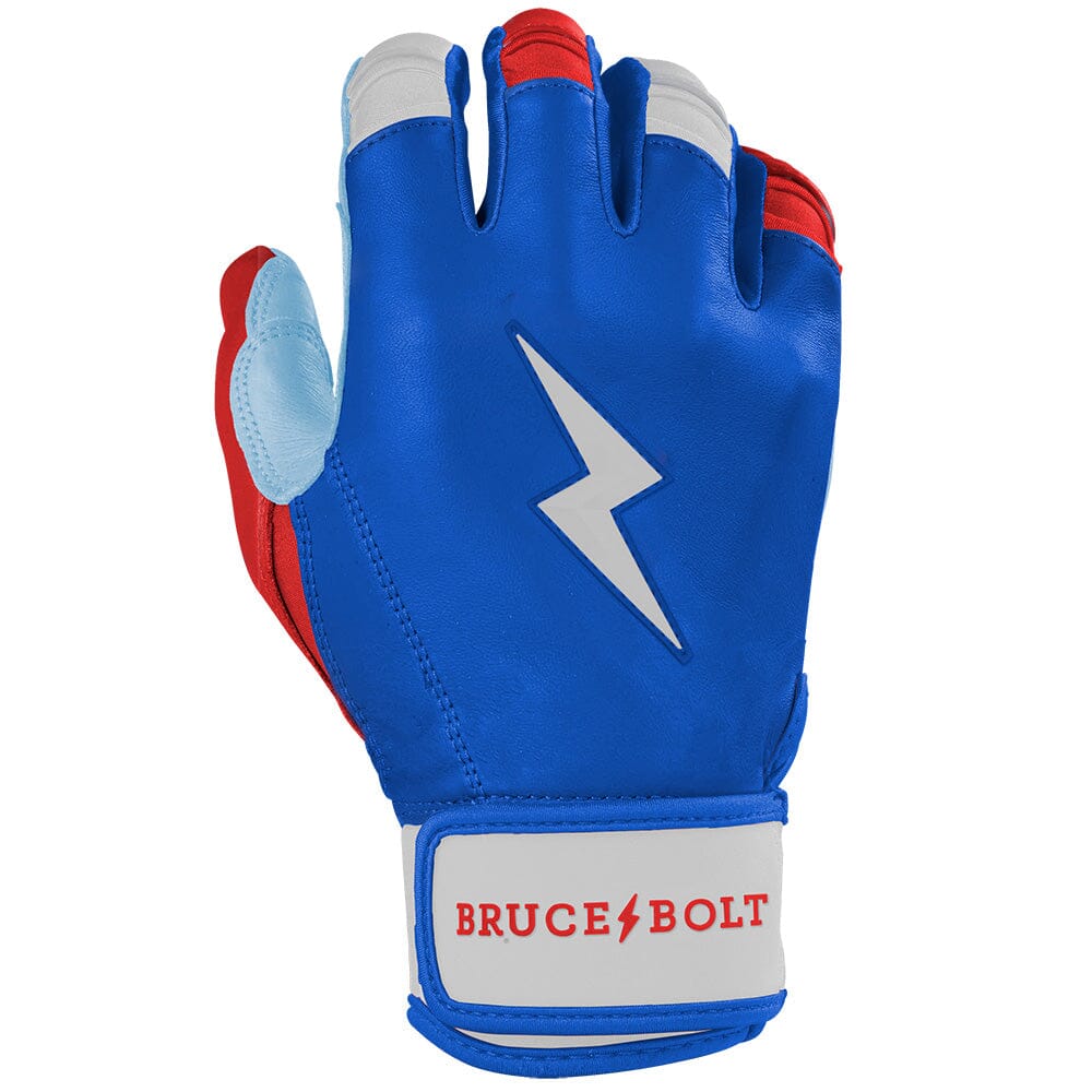 PREMIUM PRO Creator Series Short Cuff Batting Gloves | RED WHITE AND BLUE- thumb 4