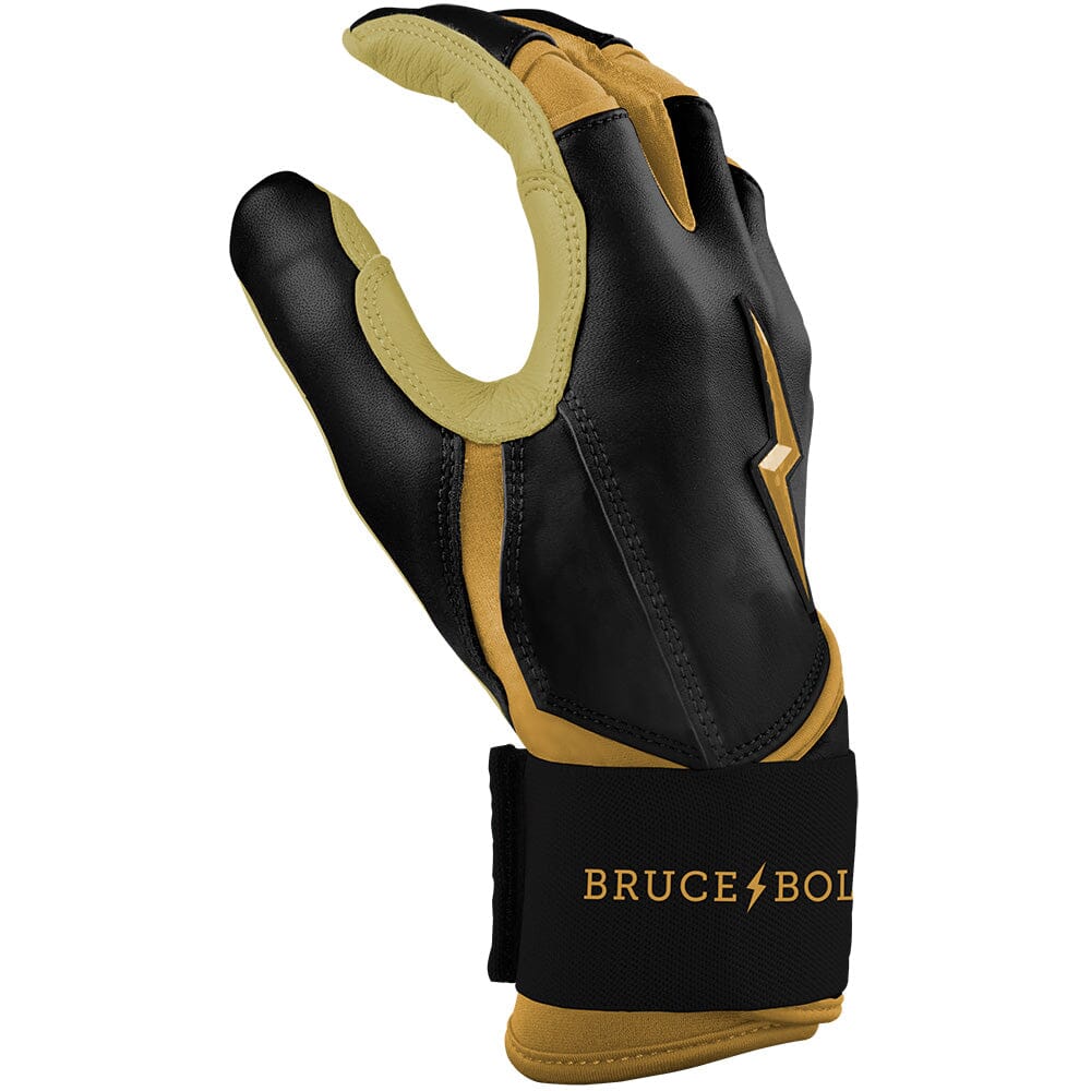 PREMIUM PRO GOLD SERIES Long Cuff Batting Gloves - Gold BLACK- thumb 5