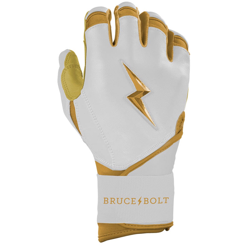 PREMIUM PRO GOLD Series Long Cuff Batting Gloves - Gold WHITE- thumb 4