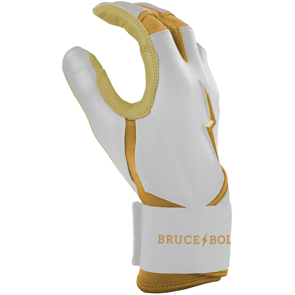 PREMIUM PRO GOLD Series Long Cuff Batting Gloves - Gold WHITE- thumb 5