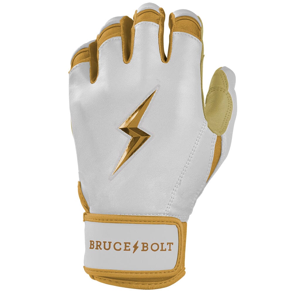 PREMIUM PRO GOLD Series Short Cuff Batting Gloves - Gold WHITE- thumb 3