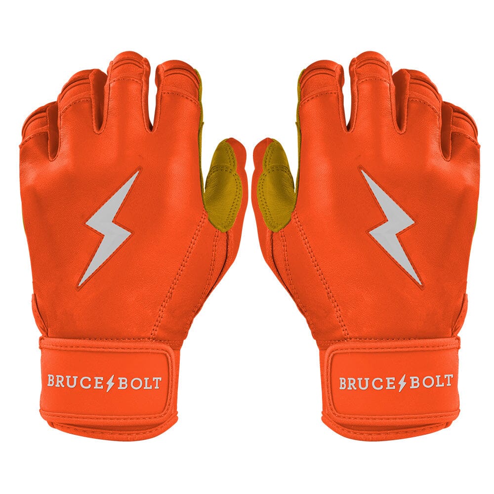 PREMIUM PRO Short Cuff Batting Gloves | ORANGE- quickbuy